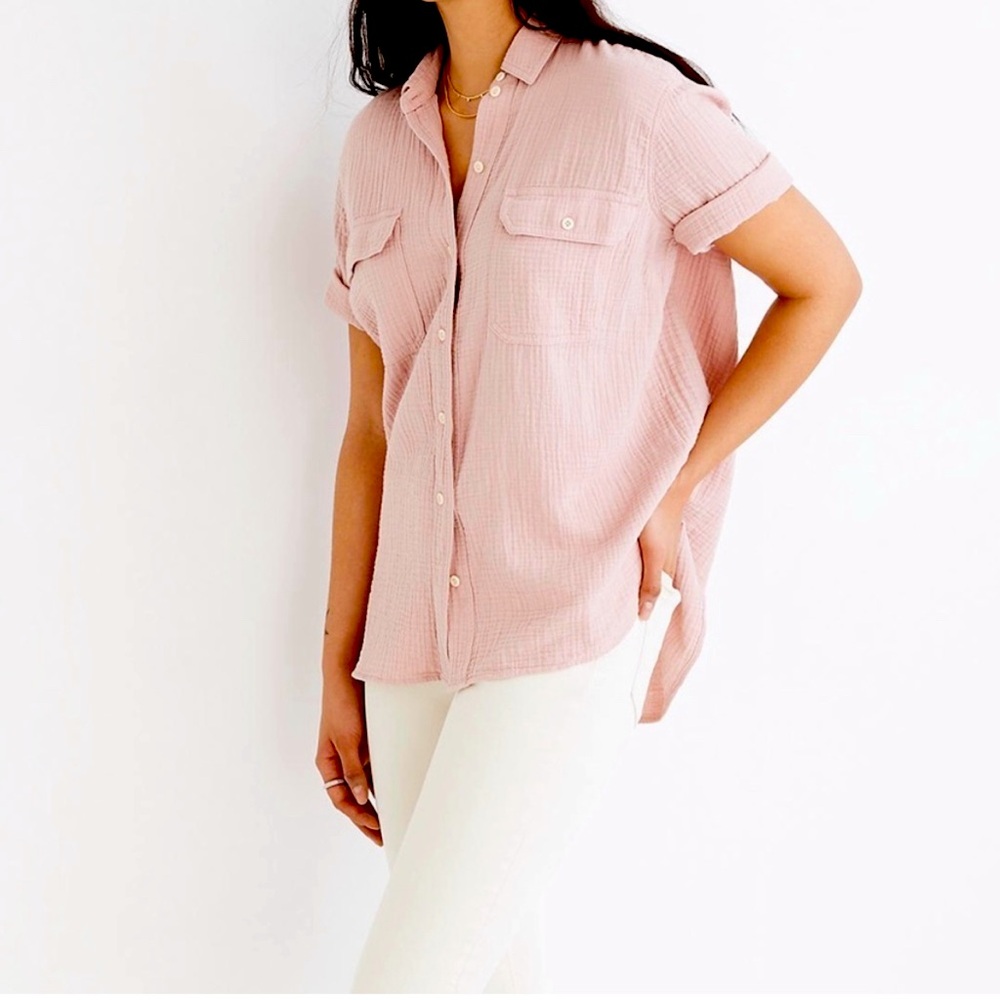 Pink Madewell Lightspun gauze shirt M